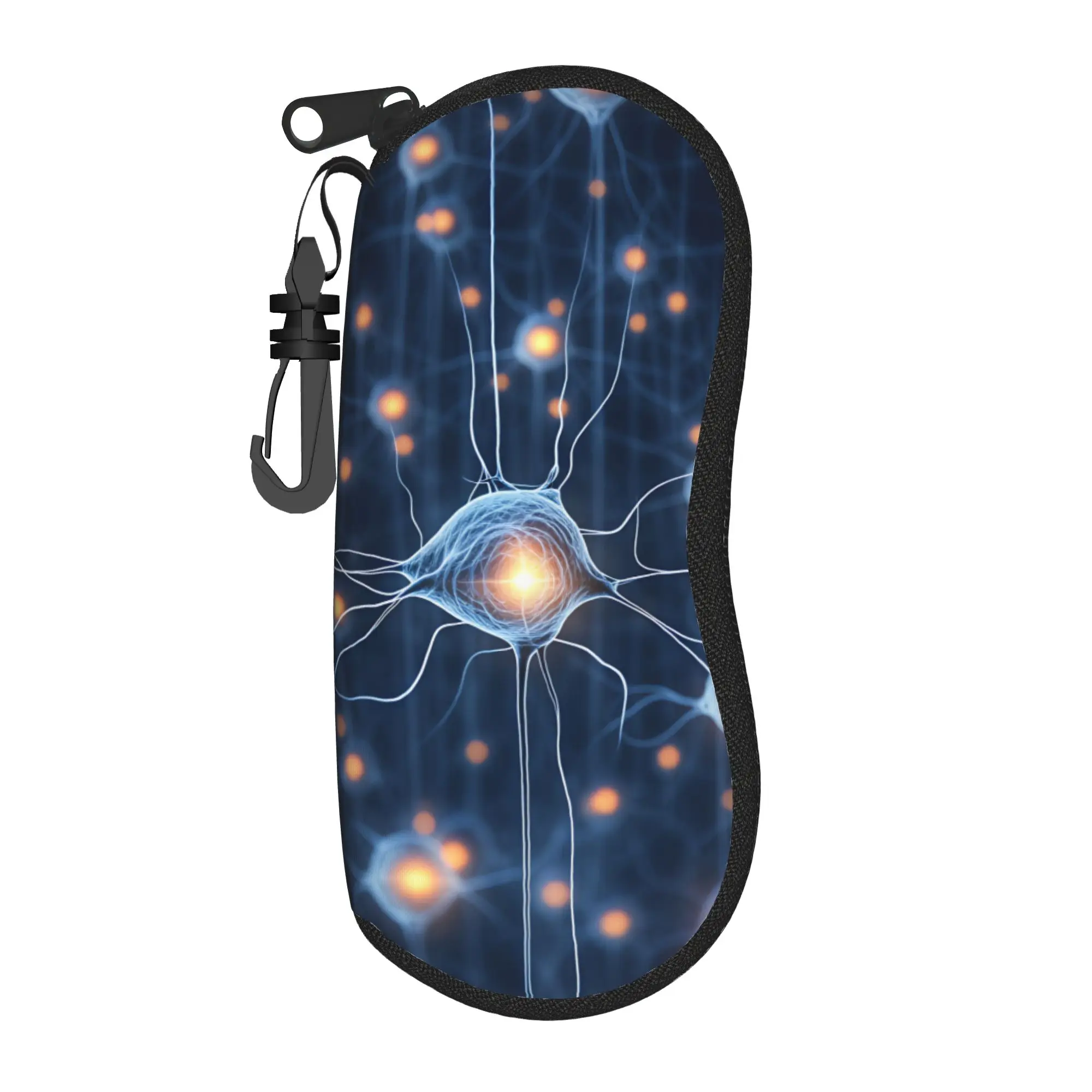 Neuro Brain Time! Let's Have Some Synapse Fun  Glasses Case Cover Unisex  Sunglasses Case Retro Zipper Eyewear Box Pocket