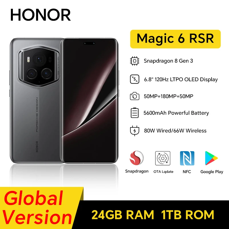 HONOR Magic 6 RSR, 24GB+1TB, 6.8” OLED Screen, 5G Smartphone, Dual SIM, 50MP Camera, Fast Charging, Android Phone