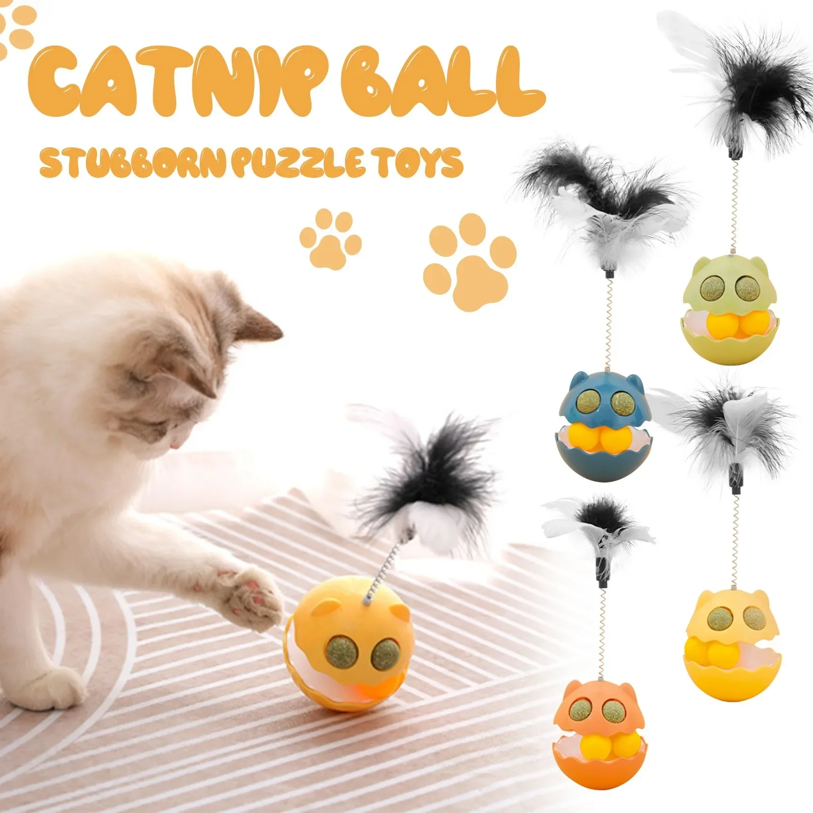 

Halloween Monster Toy Funny Catnip Toy Teaser Interactive Catnip Ball Tumbler Pet Cat Toy