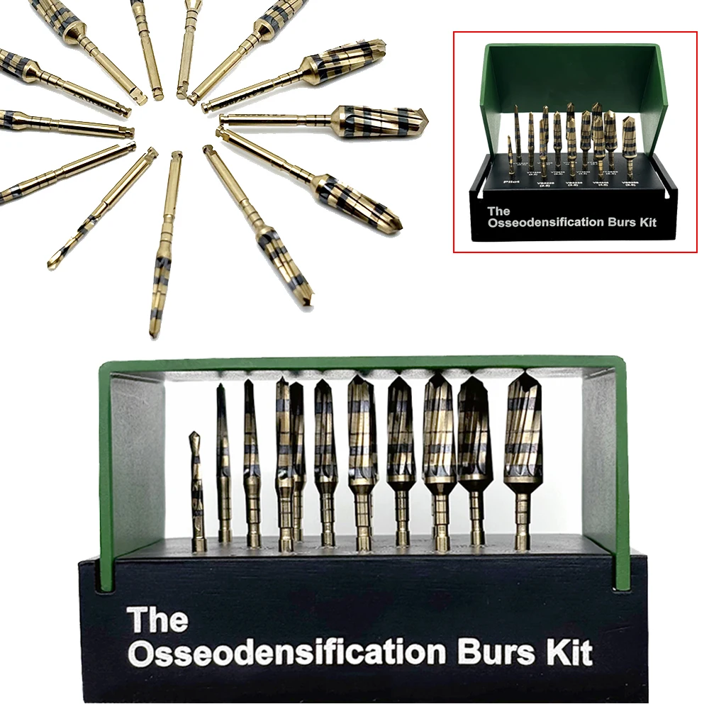 13pcs/Set Dental Osseodensification Bur Implant Maxillary Sinus Lift Drills Kit Dental Tools