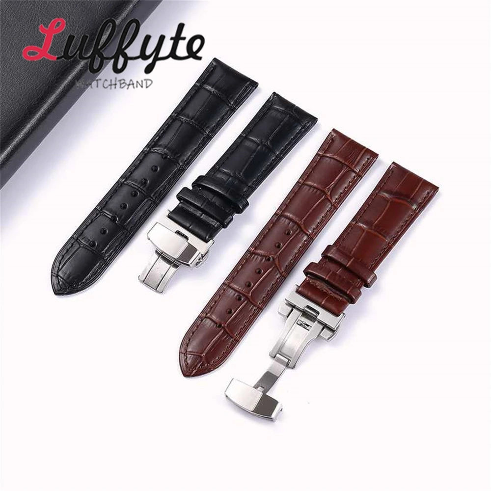 Bambus Knoten Muster Leder Armband 18mm 20mm 22mm 24mm Armbanduhr Armband mit Schmetterling Schnalle Männer Frauen uhr Armband