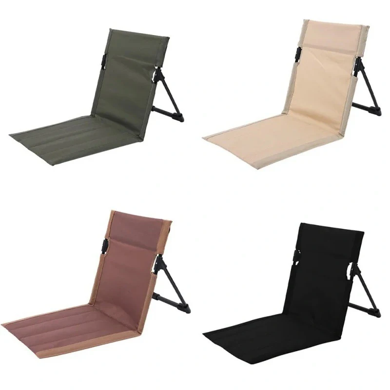 Foldable Camping Chair Metal Outdoor Garden Park Single Lazy Backrest Cushion Beach Park Portable Chair Lazy Lawn Cushion