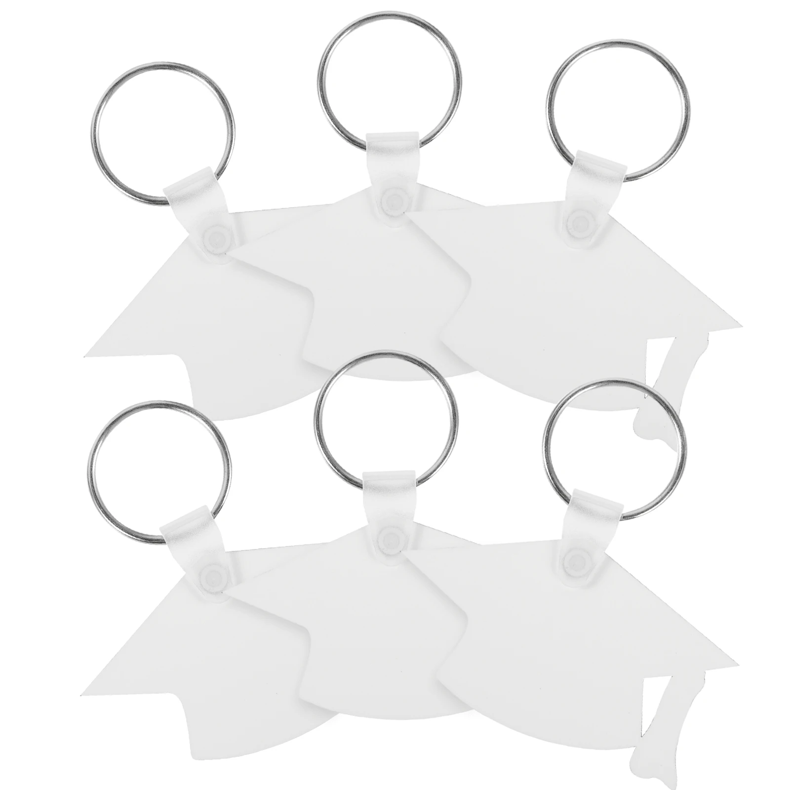 

6pcs Sublimation Keychains Blank Diy Heat Transfer Ornament Graduation Party Gift Unfinished Crafts For Backpack Purse Luggage