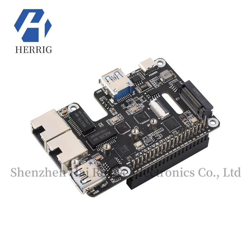Light Snow Raspberry Pi 5 PCIe to USB 3.2 Expansion Board, Dual 2.5G Network Ports, M.2 NVMe Hard Drive Protocol