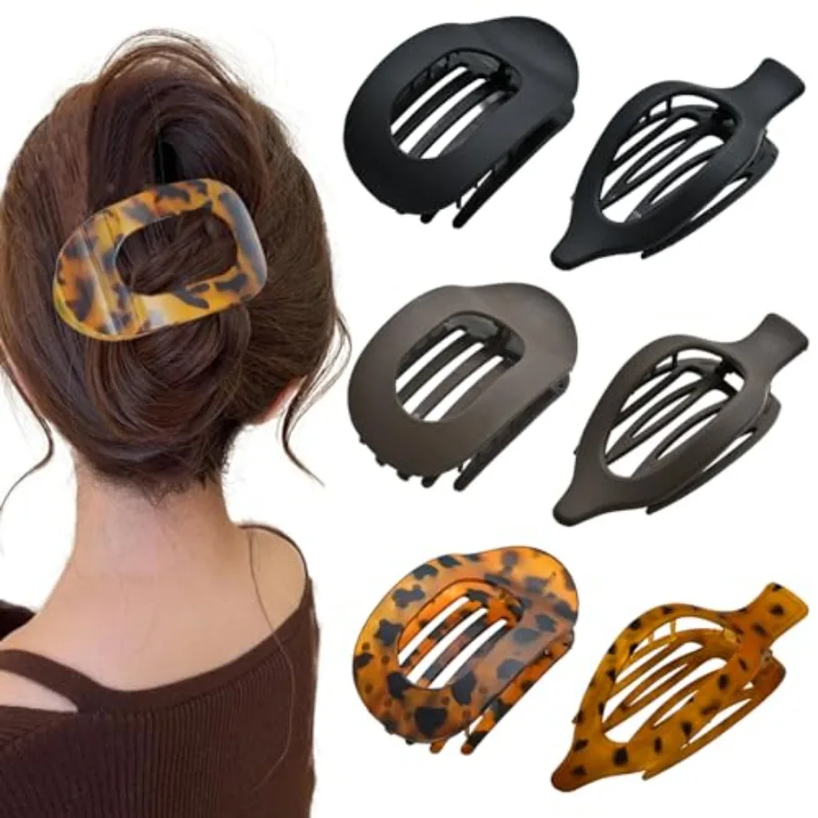 

Flat Claw Clips for Women, Large Duckbill French Hair Clips, 6 Pack Non-Slip Matte Hair Accessories for Thick Thin Hair