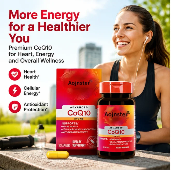 CoQ10 Capsules 200mg Per Serving, Coenzyme Q10, Heart Health & Antioxidant Cellular Energy Support,30 Capsules