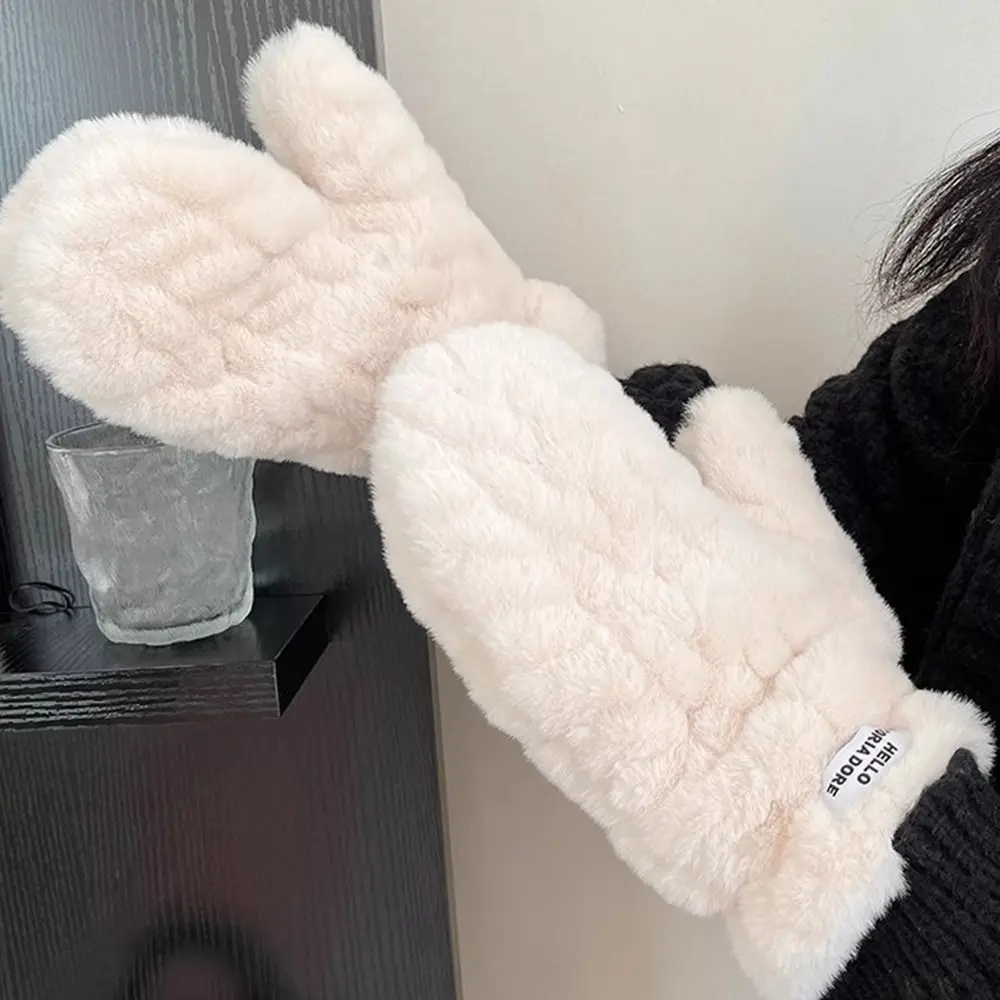 นุ่มฤดูหนาวถุงมือเด็ก Fingerless เย็นป้องกันสุภาพสตรีถุงมือหิมะ Windproof Plush Thicken ถุงมือขี่รถจักรยานยนต์กลางแจ้ง