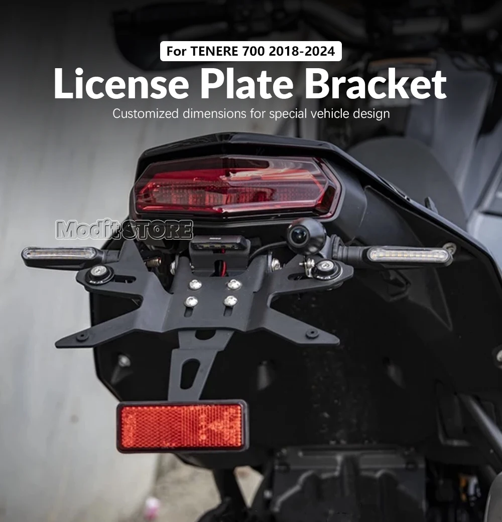 For YAMAHA TENERE 700 Tenere700 2018-2024 Motorcycle Rear Short Tail License Plate Holder Adjustable Tailstock Bracket Kit