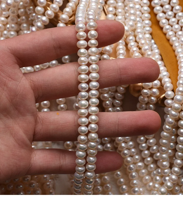 AAA 4-5mm High-Quality Bread-Shaped Flat Bead Natural Freshwater Pearl for Jewellery Making DIY Necklace Bracelet Accessories