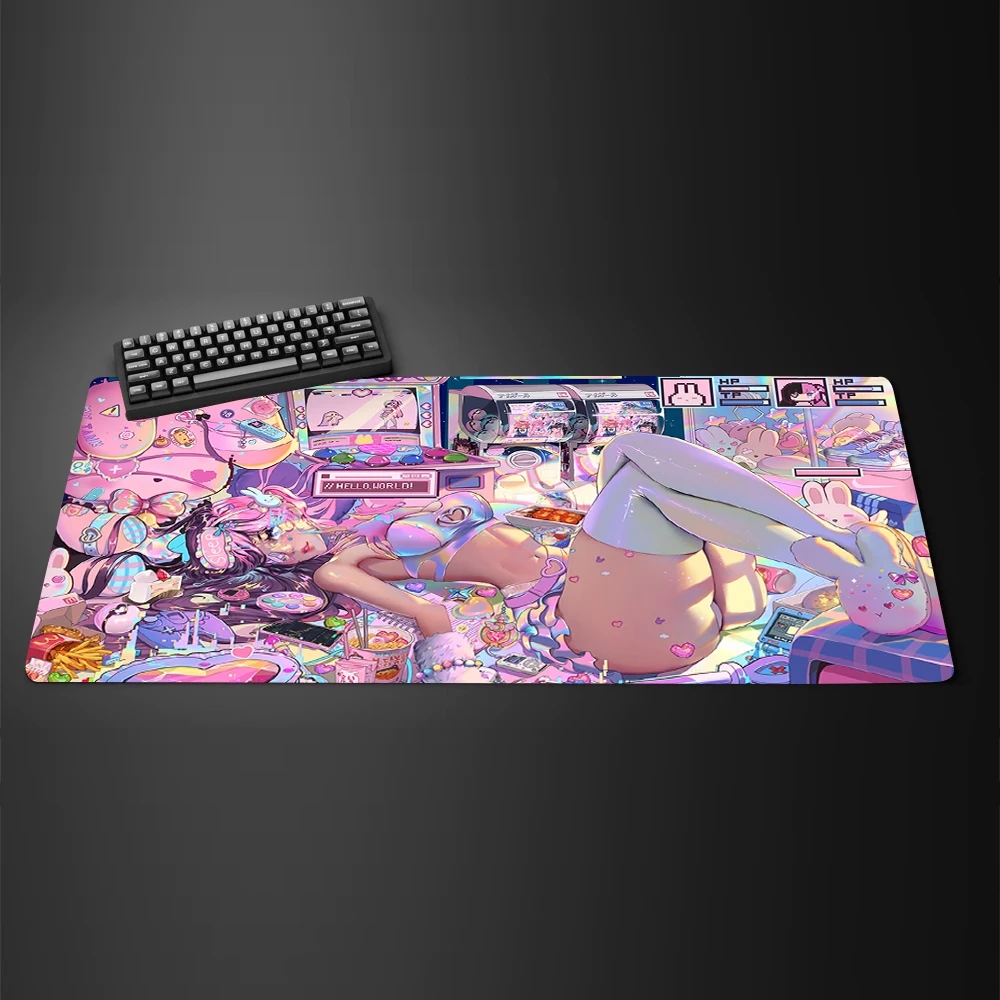 

Kawaii Anime Girl Non-Slip Mousepad Office Large Gaming Mouse Pad Gamer Professional Computer Keyboard Mouse Mat Cute Desk Pad