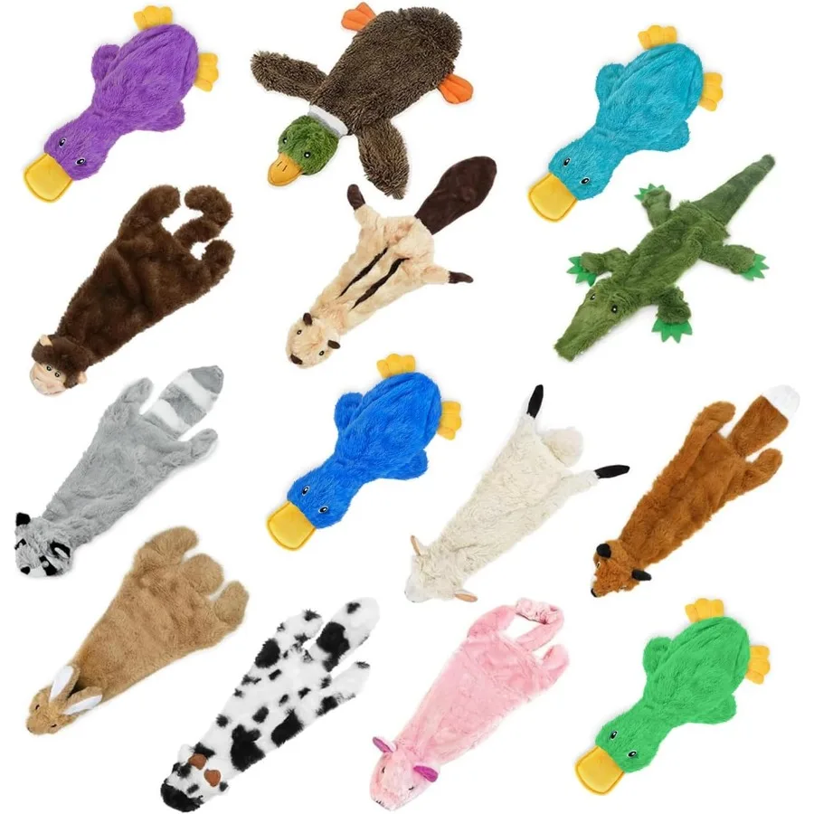 Best Pet Supplies Crinkle Duck Mystery Box Dog Squeaky Toy 4 Pack Medium Various Styles Colors