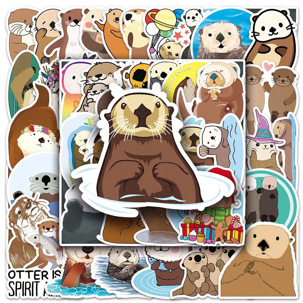 10/30/50pcs Cute Cartoon Otter Stickers Graffiti Decals DIY Laptop Phone Notebook Fridge Waterproof Animals Sticker for Kids Toy