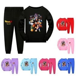 Dragon Ball Pyjama Set Voor Kinderen Lente En Herfst Lange Broek Lange Mouw Nachtkleding Anime Patroon Homewear Boy Girl Verjaardagscadeau