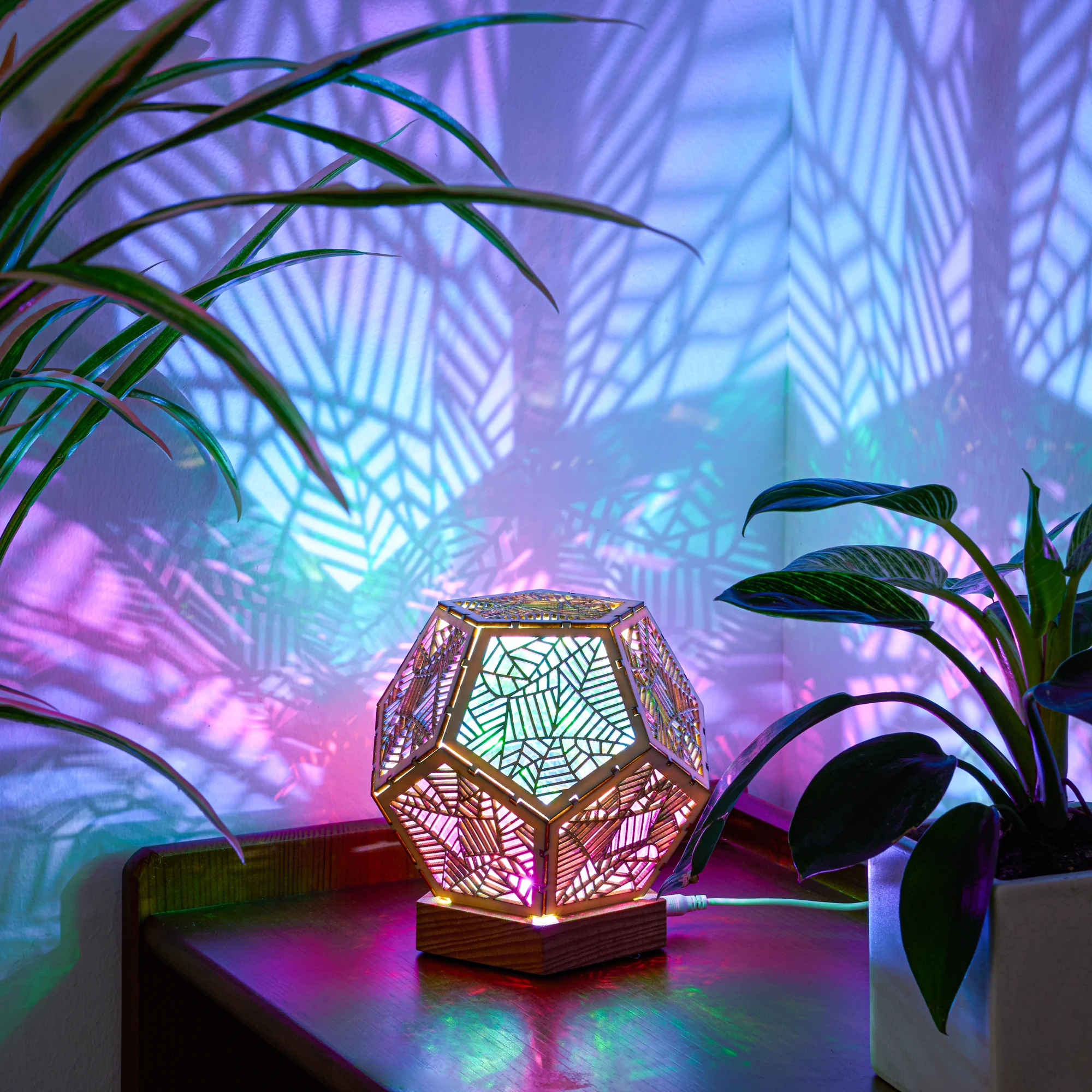 LED Colorful dodecahedron Night Light Bohemian Polar Star Accent Lamp Projector