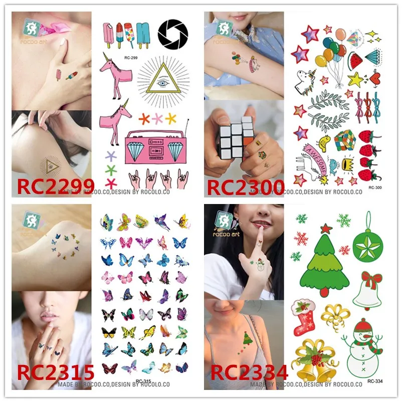 하라주쿠 여성을 위한 방수 임시 문신, 보라색 3d 사랑스러운 활 리본 디자인 문신 스티커 RC2209