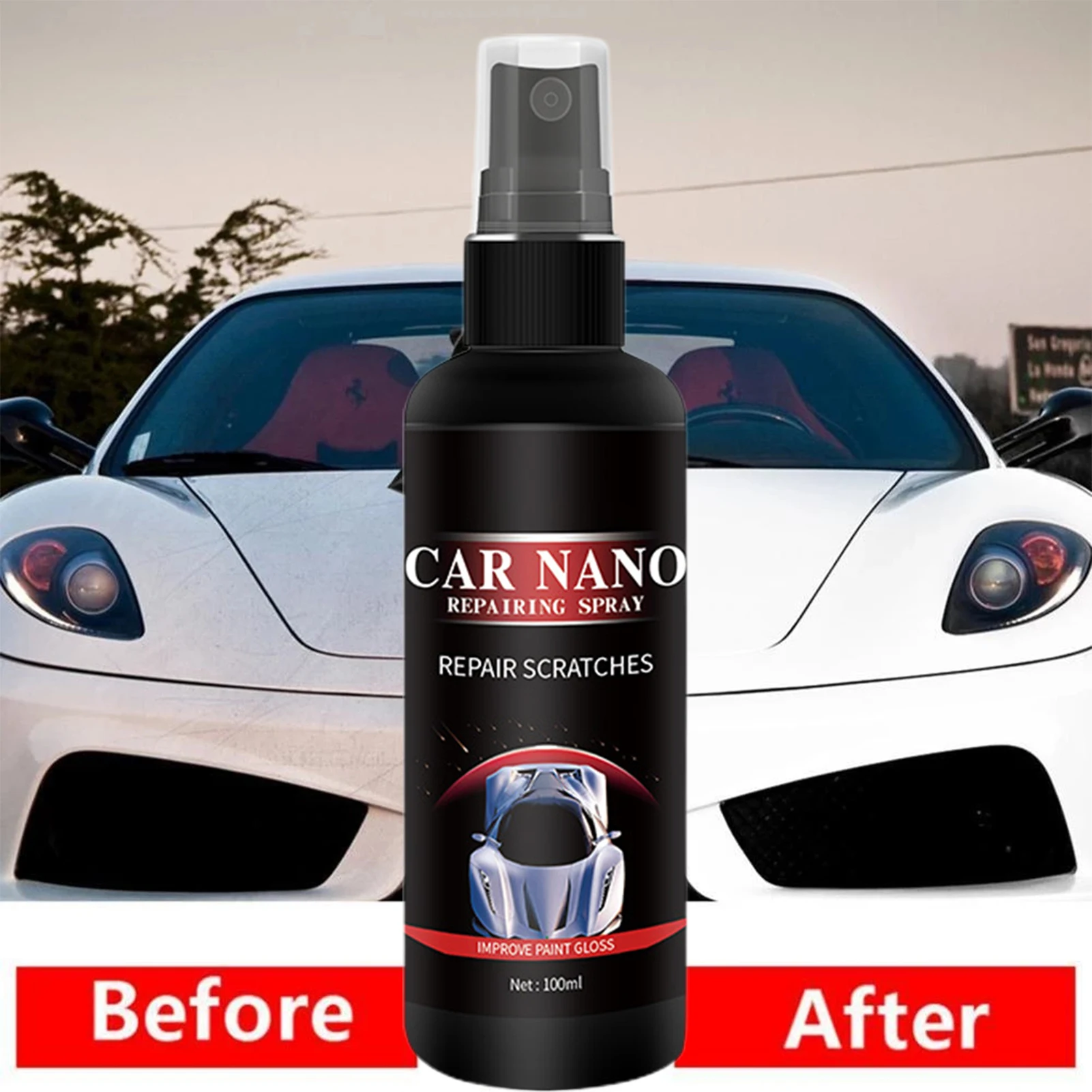 1/2/3PCS Car Nano Repairing Spray Fast Repair Scratches Repairing Polish Spray for Auto Detailing Glasscoat Car Polish