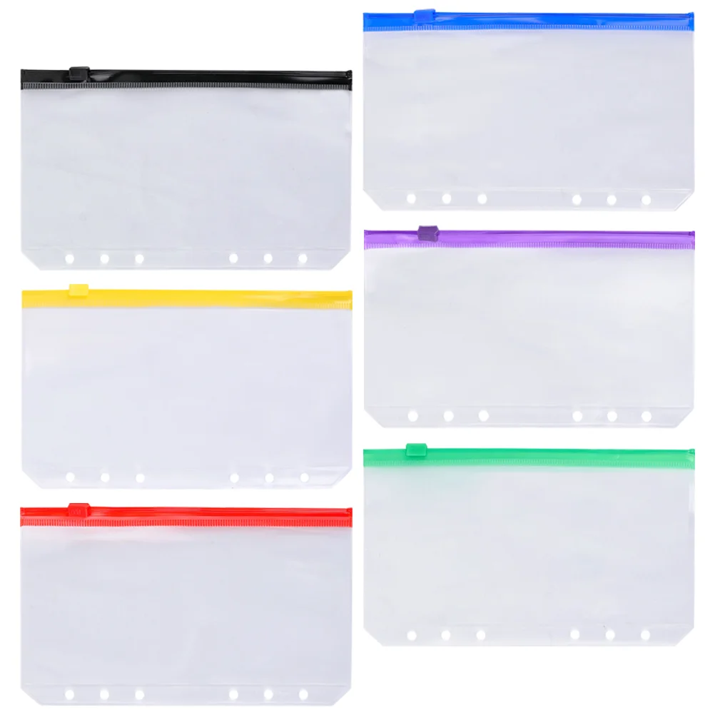 6 Pcs Loose-leaf Book Appealing Binder Pockets Transparent File Bags Pencil Case -hole Document Pvc Documents