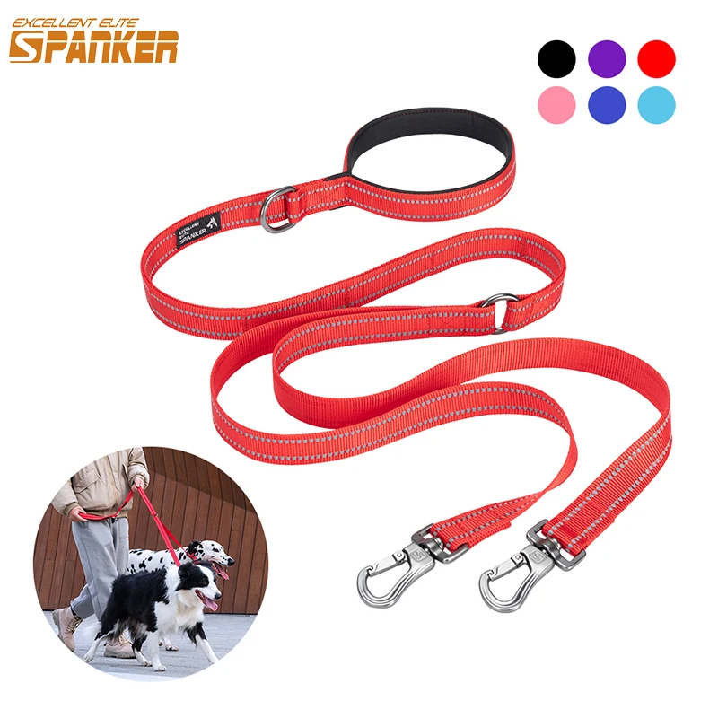 Double Hook Dog Leash Pet Traction Rope Running Handle Bungee Leash Reflective Rope For Middle-Large Dogs