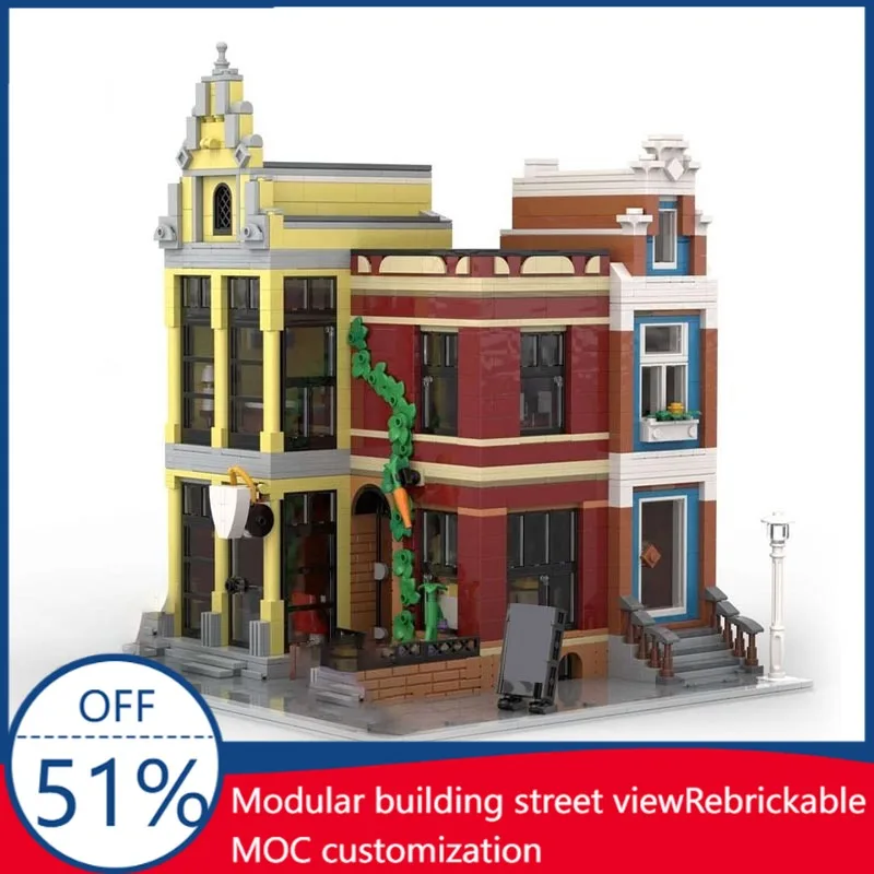 

NEW 2025PCS Fred's Fries & Gina's Grocery Modular Building Alt Build of Jazz Club 10312MOC Model Building Blocks Christmas Gift