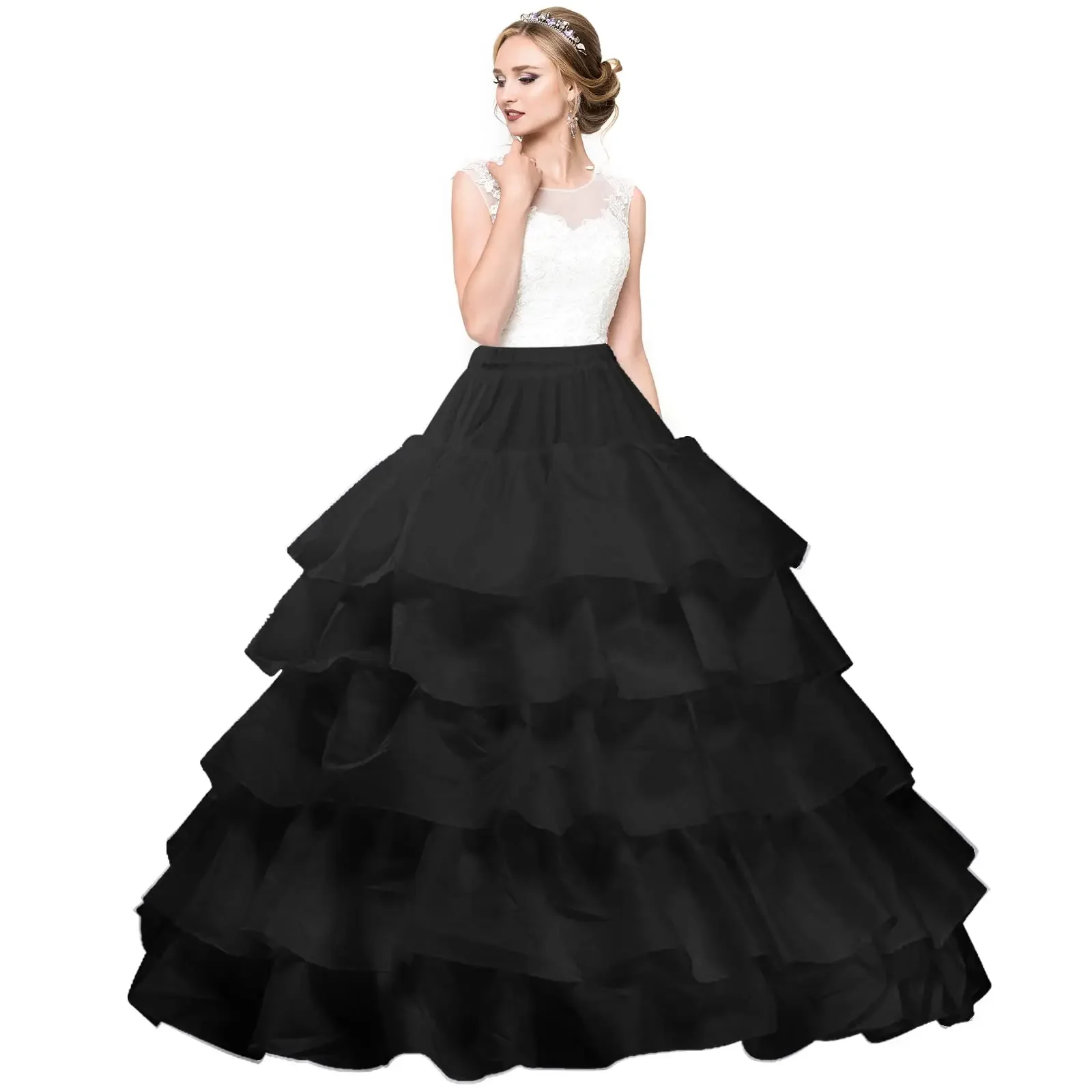 Crinoline Petticoat 6 Hoop Ball Gown Skirt Slips Long Underskirt for Wedding Bridal Dress