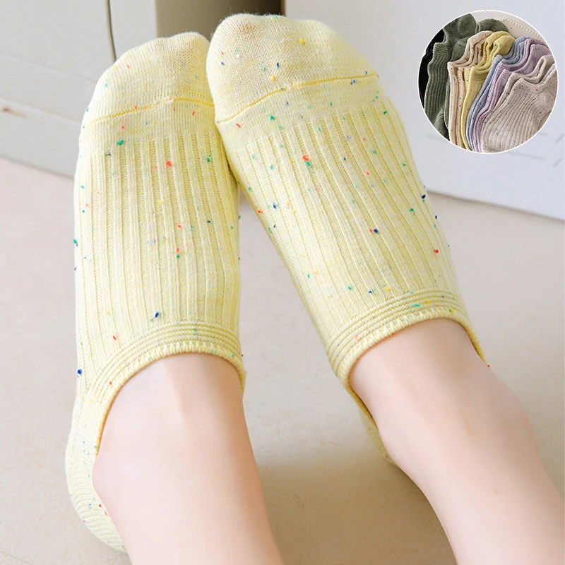 

5Pairs Women's Invisible Socks Comfortable Silicone Non-slip Boat Sock Soft High Quality Sweat-absorbing Lightweight Low Cut Sox