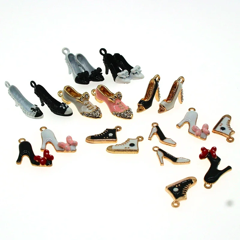 30pcs/lot high-heel shoe pendant with rhinestone Enamel DIY accessories of necklace bracelet apparel Decoration Jewelry phone
