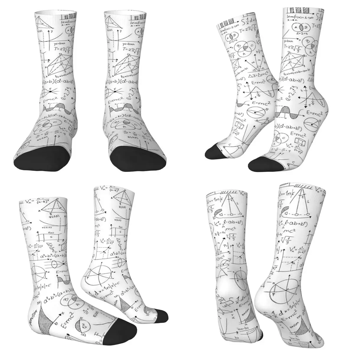 All Seasons Crew Stockings Mathematics Formulas Math Numbers Socks Harajuku Long Socks for Men Women Valentine's Day Gifts