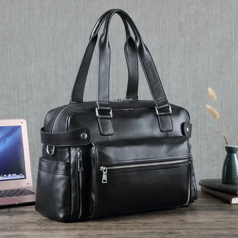

Genuine Messenger Luxury Man Leather Handbag New Large Capacity Briefcase Top Layer Cowhide Men's Casual Travel Gym Bag Trendy