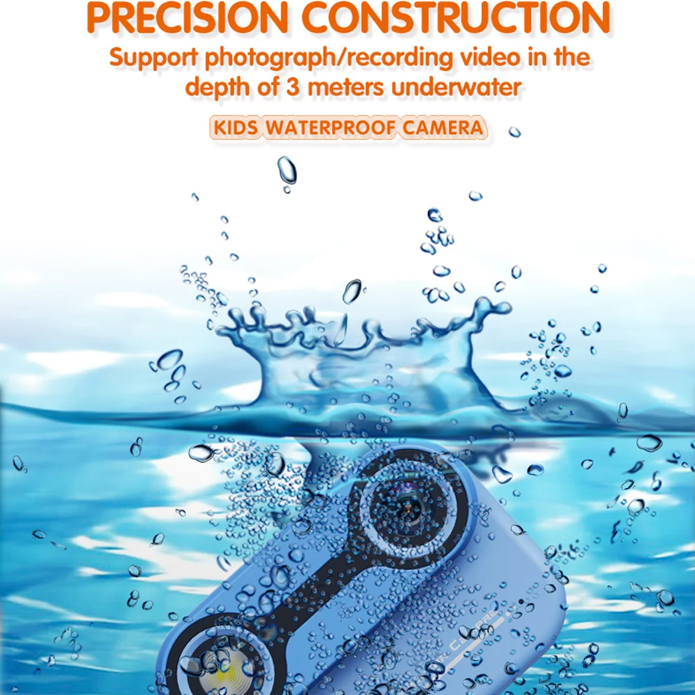 كاميرا أطفال عدسة مزدوجة 2.4 بوصة كاميرا رقمية للأطفال SOS 1080P 10X تكبير مقاوم للماء مسجل فيديو تحت الماء ألعاب التصوير