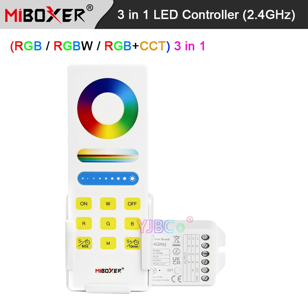 

Miboxer (RGB RGBW RGB+CCT) 3 in 1 LED Strip Controller 12V 24V 15A RGBCCT 2.4G Remote/2.4G Gateway/DMX512 control Light Dimmer