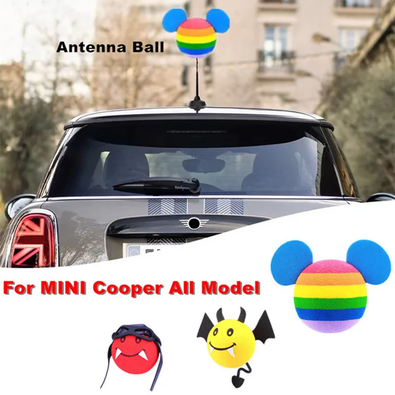 Ornamen atap bola antena mobil kartun, bola antena udara busa EVA mewah untuk MINI Cooper F54 F55 F60 R55 R56 R57 R58 R60