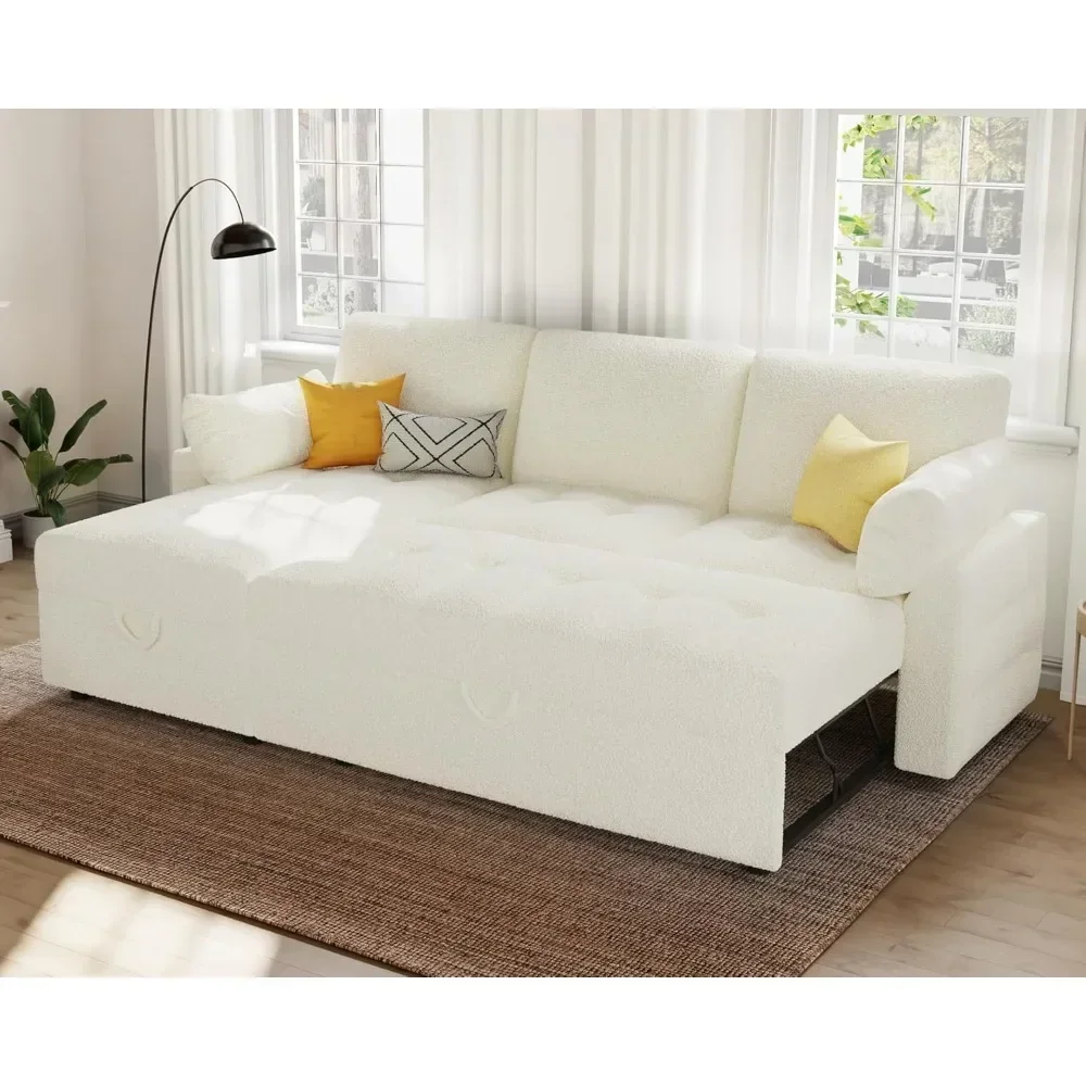 

Pull Out Sofa Bed, Modern Tufted Convertible Sleeper Sofa, L Shaped Sofa Couch with Storage Chaise, Sectional Couch Bed