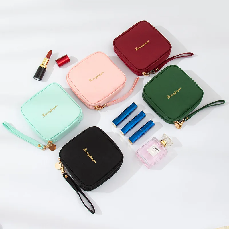 Mini Cosmetic Bag Sanitary Napkin Leather Tampon Storage Bag Portable Makeup Lipstick Key Earphone Data Cables Travel Organizer