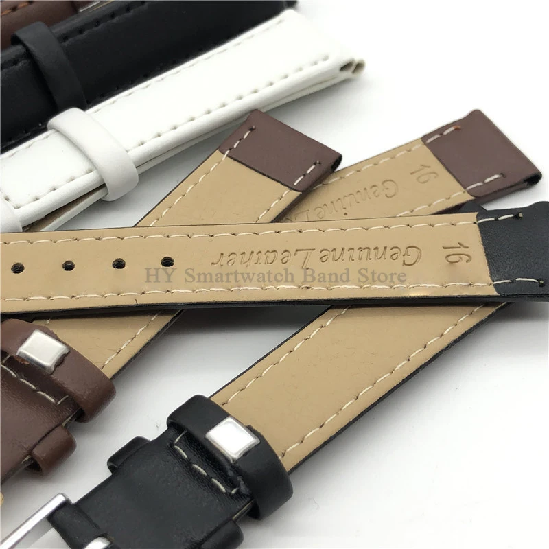 10/12/14/16/18/20/22mm PU Leather Watch Strap for Seiko for Omega Bracelet Black White Brown Wrist Band Metal Buckle Replacement