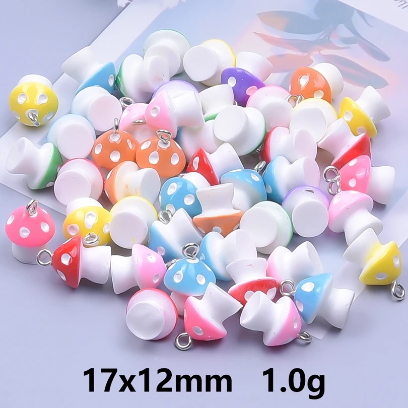 10/30/50/100pcs/Lot Cute Colorful Resin 3D Mushroom Charms Pendant For Jewelry Making Diy Earrings Keychain Handmade Accessories