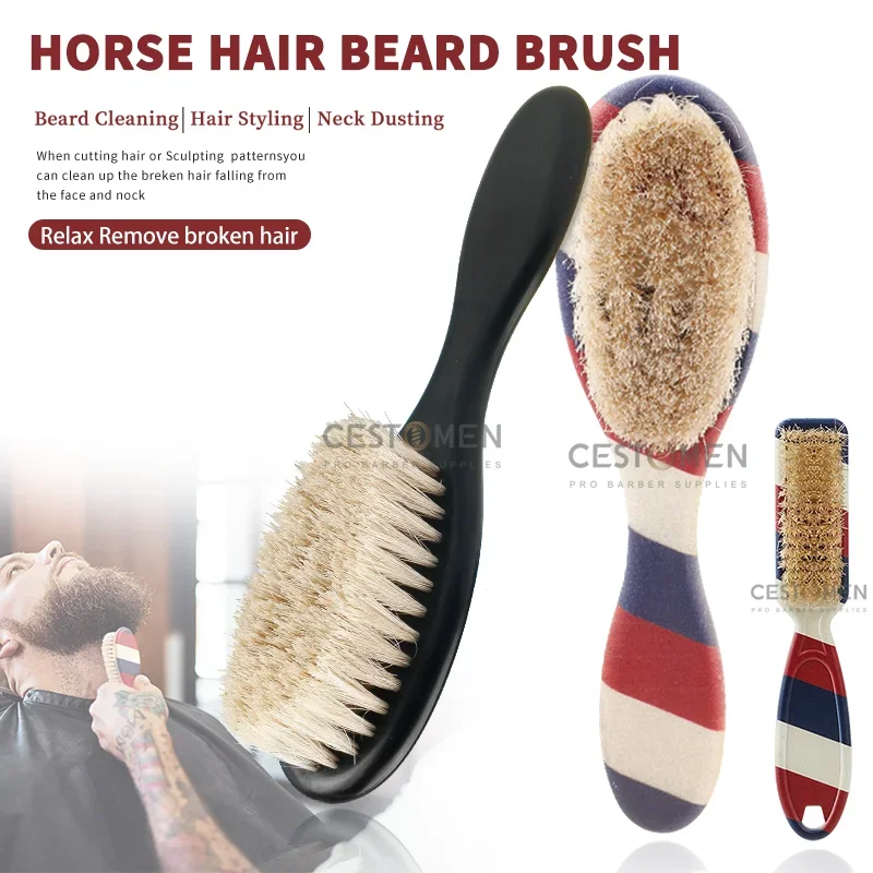 Brosse à barbe professionnelle pour barbier, époussetage du cou, brosses à poils de cheval, outils de coiffage pour le visage et la moustache, livres de salon, nouveau