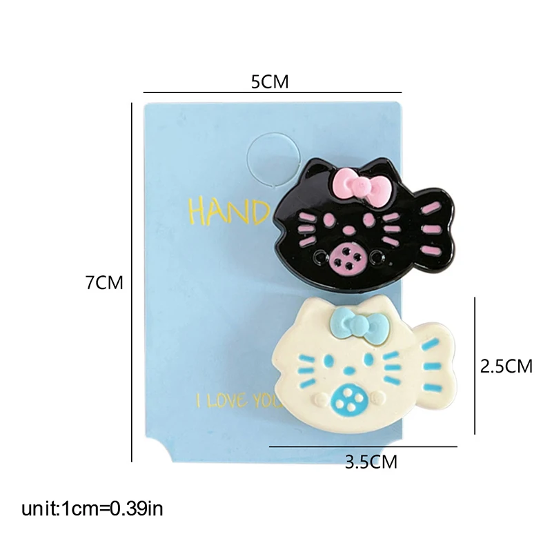 Hello Kitty-Pince à cheveux Kawaii pour filles, épingle à cheveux de dessin animé KT Cat Fish, jolies barrettes à frange latérale, pinces BB, accessoires pour cheveux, 2 pièces