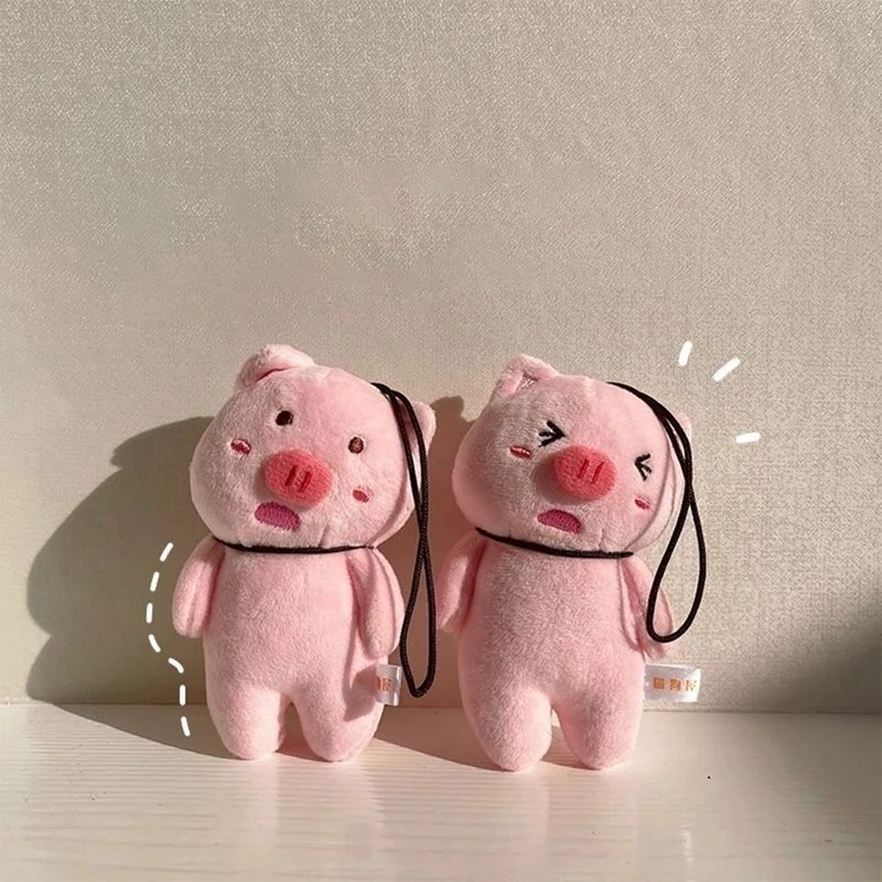 Funny Hanging Little Pink Pig Plush Keychain Cartoon Piggy Stuffed Doll Pendant Car Key Ring Backpack Bag Decor Kid Gift