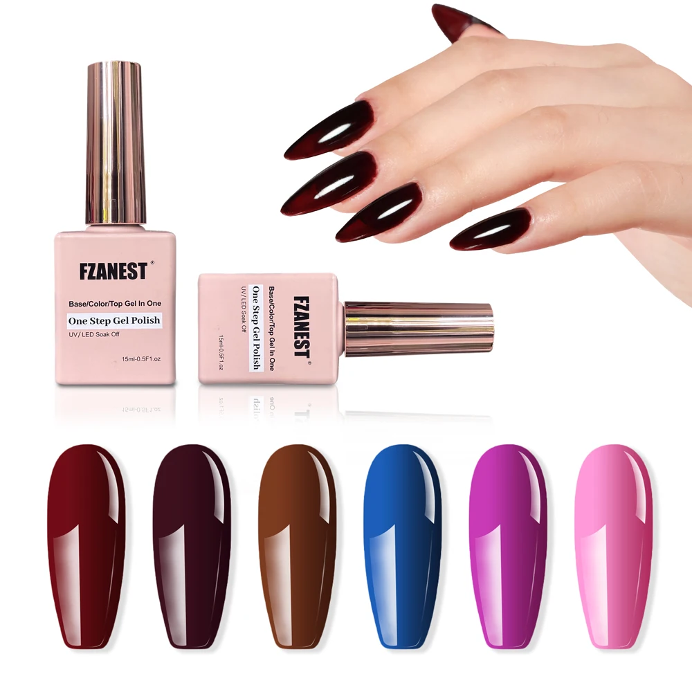 FZANEST-esmalte de Gel uv de un paso, laca de uñas de Gel 3 en 1, capa Base Led uv, capa superior, esmalte de Gel de Color en un juego