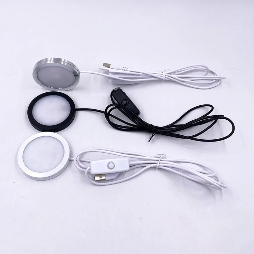 USB LED Round Night Light Lamp Bases DIY Night Lights Ultra Slim for Under Cabinet Closet Shelf RV Kitchen Bedroom
