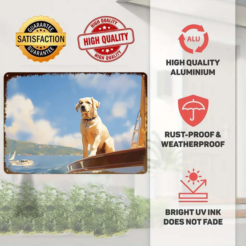Sailing Labrador Retriever Metal Poster Customized Wall Art Retro Vintage Tinplate Signs for Wand Deko Mancave Decoration Gaming
