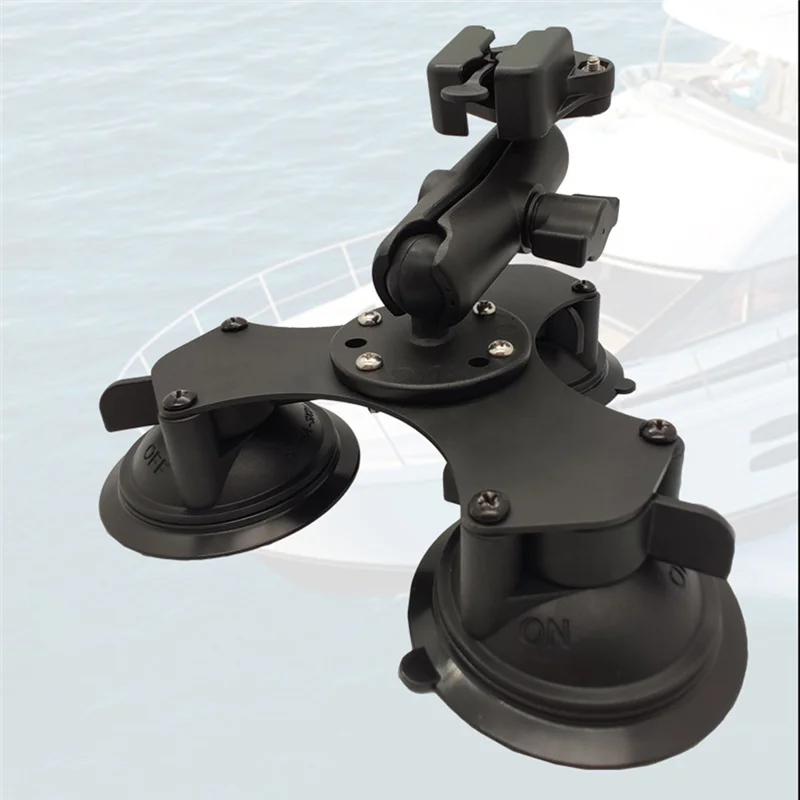 Ballhead Car Window Twist-Lock Triple Suction Cup Base With AMPS Hole Ball Mount For Gopro Camera Smartphone-A25R