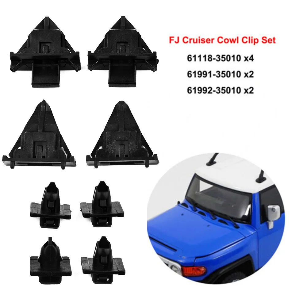 High Quality Brand New Cowl Clip Fixing Kit Black Body Car Panel Repair Replacement Retainer #61118-35010 8pcs Accessories