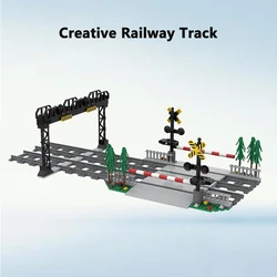 Masterpiece MOC City Train Track Lifting Aisle Building Blocks Railway Crossing Track Building Model for Children Gifts