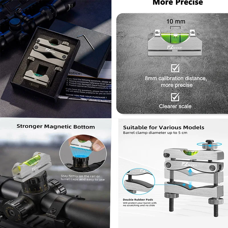 EZshoot Optics Sight Scope Leveling Kit with Precision Bubble and Magnetic Level