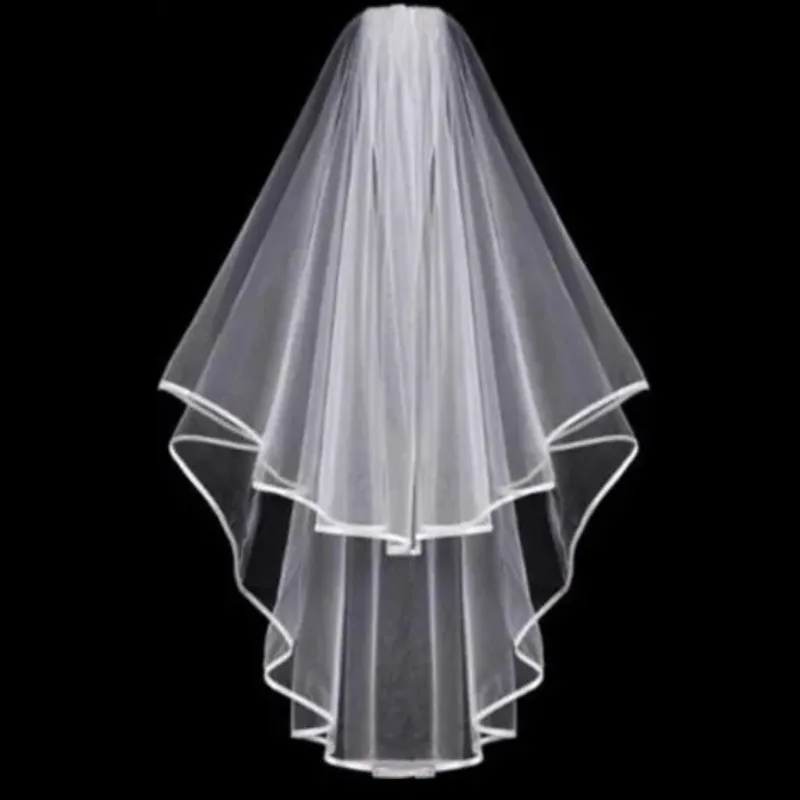 Double Layer Wedding Veil with Comb Simple Bridal Veil for Bachelorette Party
