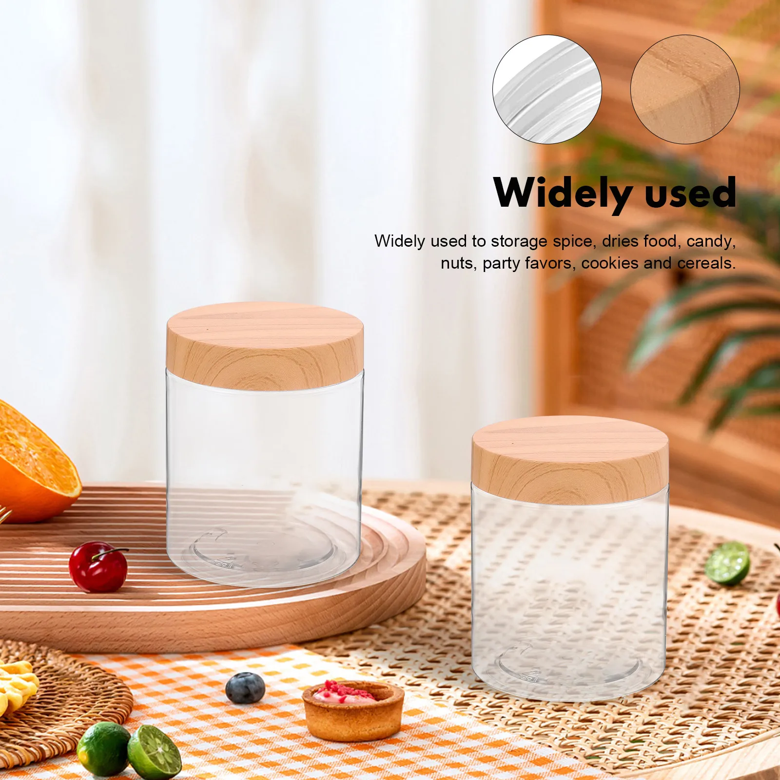 

6 Pcs 250ML Transparent PET Jars Kitchen Storage Containers Airtight Food Canisters Wide Mouth ganizers