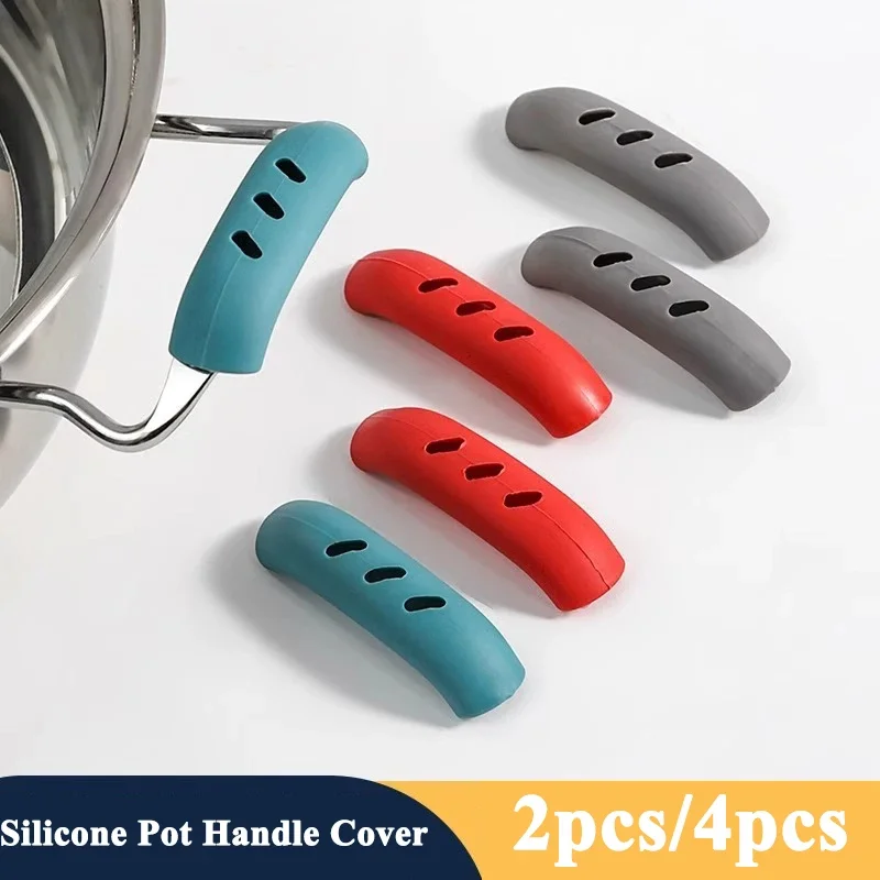 Capa de silicone para alça de panela, capa de isolamento térmico, clipe de orelha, antiderrapante, caçarola, suporte de alça, ferramenta de cozinha para uso doméstico