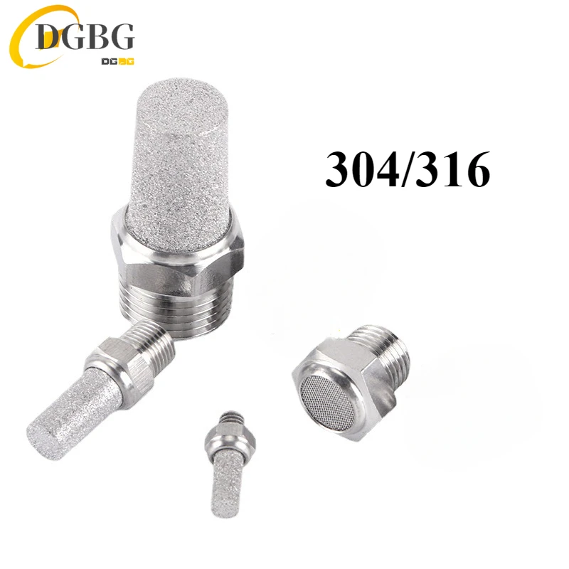 BSL 304 316 stainless steel silencer pagoda flat head noise reduction silencer BSLM solenoid valve mute connector