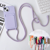 Crossbody Lanyard Strap Lanyard Phone Case For iPhone 15 14 13 12 11 Pro Max SE X XR XS Max 7 8 Plus Liquid Silicone Cover Coque